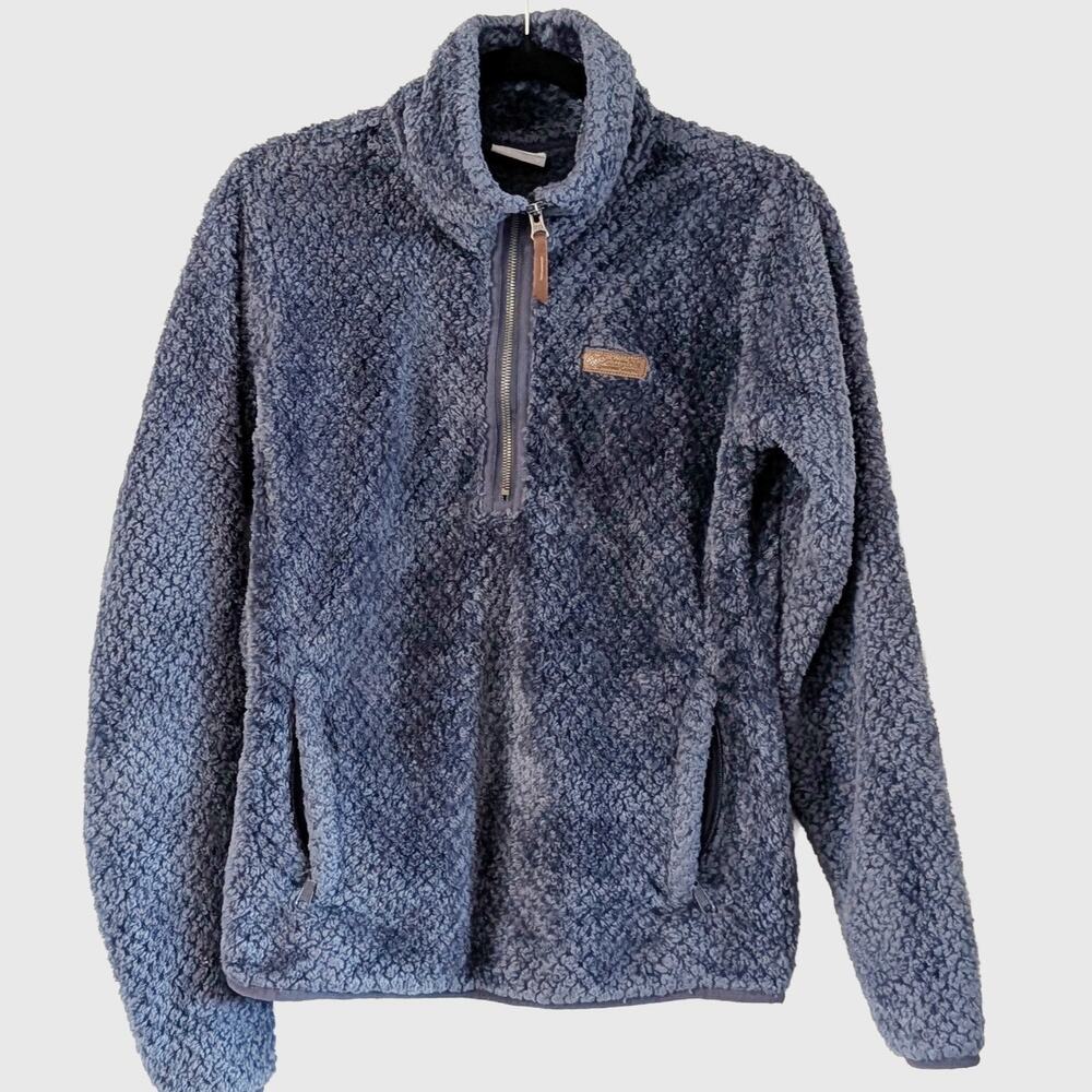 Columbia Fireside Quarter Zip Sherpa Fleece Pullover Blue Small Cozy Teddy